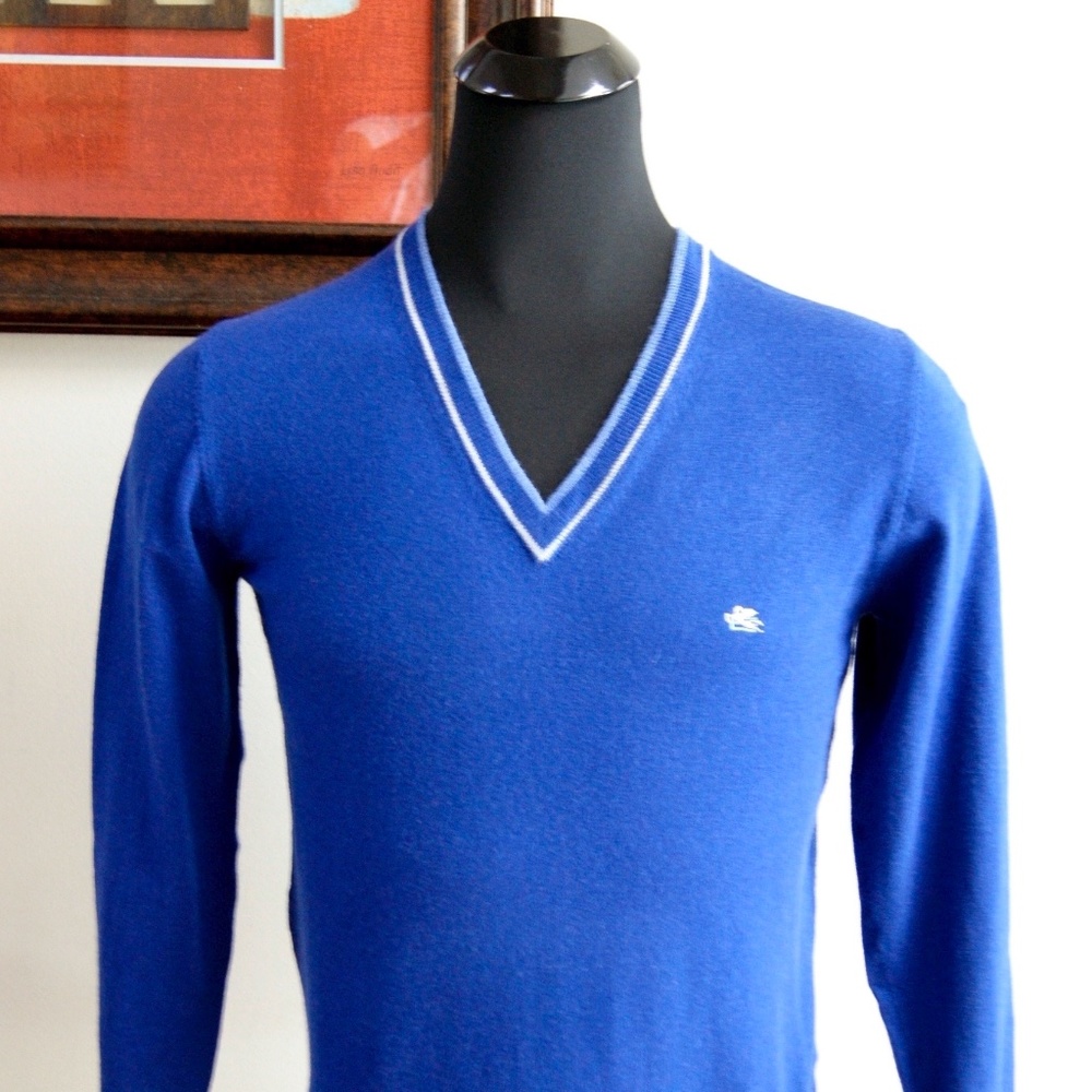 New Etro V neck Virgin Wool Sweater Pullover